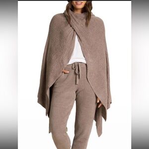 Barefoot Dreams Cozychic Lite Wide Rib Travel Wrap One Size Brown